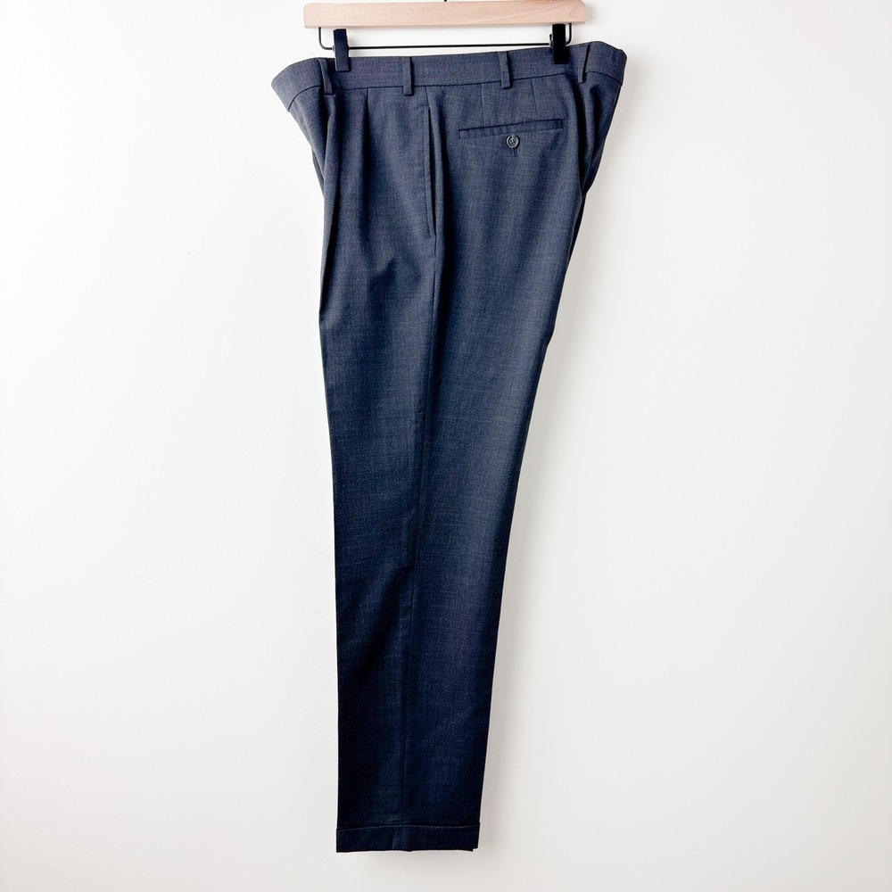Lauren Ralph Lauren Wool Blend Dress Pants Mens 36x32 Gray Double Pleated Cuffed